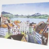 View Over Zug Greeting Card - Illustration by Jonathan Chapman