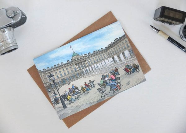 Somerset House in Summer Greeting Card - Illustration by Jonathan Chapman