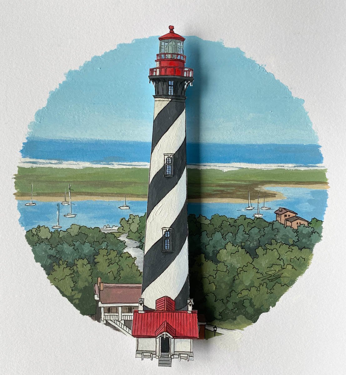 St Augustine Lighthouse (Original Painting) Illustration by