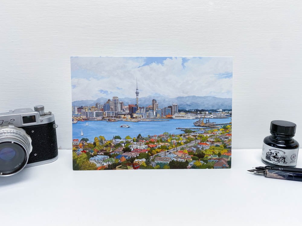 Auckland, New Zealand Greeting Card Illustration by Jonathan Chapman