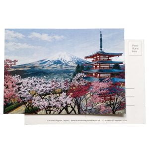 Chureito Pagoda Japan Postcard (CPJP201) - Illustration by Jonathan Chapman