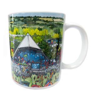 Pyramid Stage Glastonbury Coffee Mug - Illustration by Jonathan