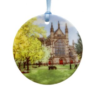 Winchester Cathedral in Spring Tree Ornament - Illustration by Jonathan Chapman