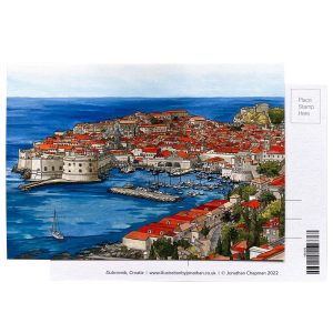 Dubrovnik Croatia Postcard - Illustration by Jonathan Chapman