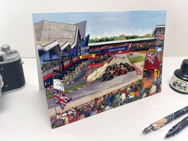 Silverstone Grand Prix Greeting Card, Illustration by Jonathan Chapman